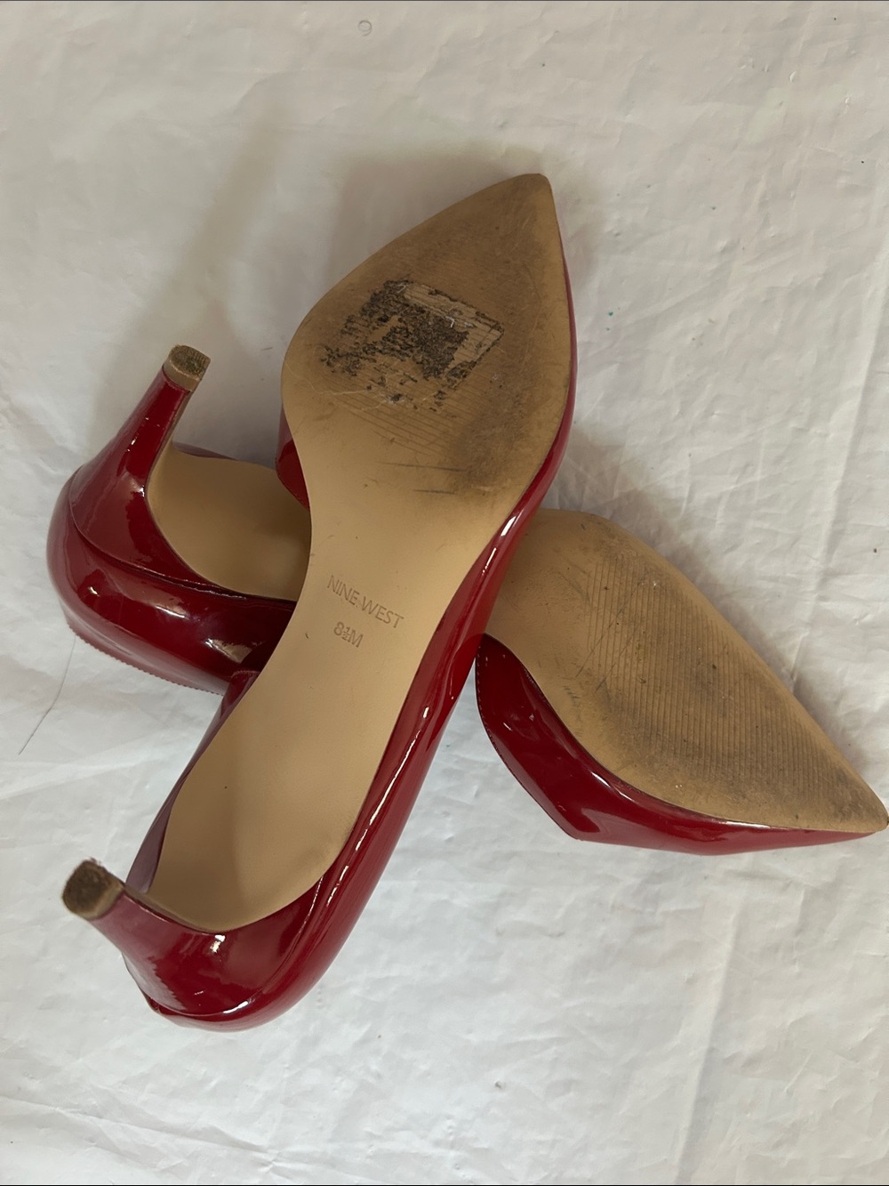 Nine West Red Patent Pointed Toe Pumps - Picture 6 of 8
